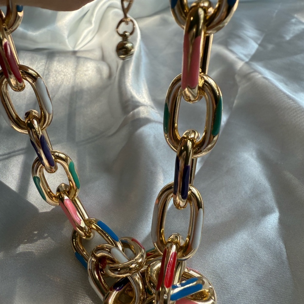 Colorful Gold Chain Necklace and Bracelet Set - Picture 9 of 16